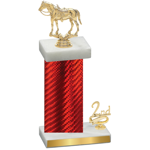 Accented Single Red Carbon Fiber Second Place Horses Trophy