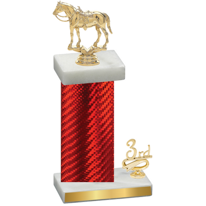 Accented Single Red Carbon Fiber Third Place Horses Trophy