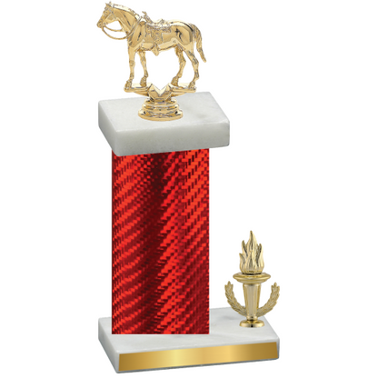 Accented Single Red Carbon Fiber Victory Horses Trophy