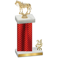 Accented Single Red Carbon Fiber Year Horses Trophy