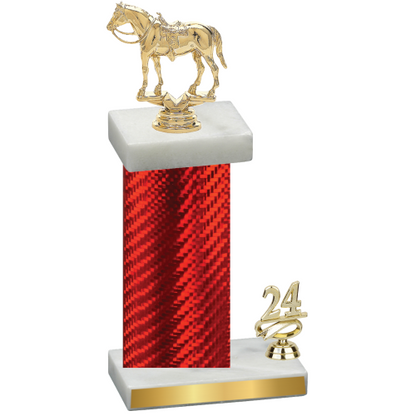 Accented Single Red Carbon Fiber Year Horses Trophy