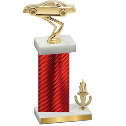 Accented Single Red Carbon Fiber Victory Cars Trophy