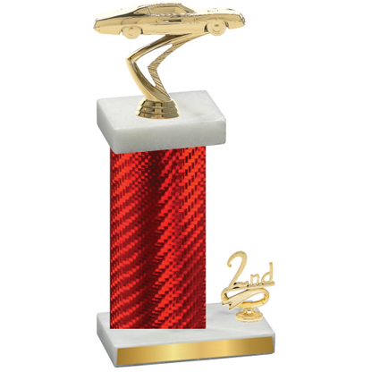 Accented Single Red Carbon Fiber Second Place Cars Trophy