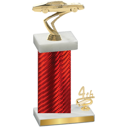 Accented Single Red Carbon Fiber Fourth Place Cars Trophy