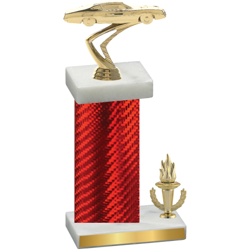 Accented Single Red Carbon Fiber Victory Cars Trophy