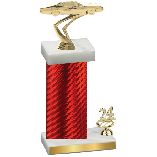 Accented Single Red Carbon Fiber Year Cars Trophy