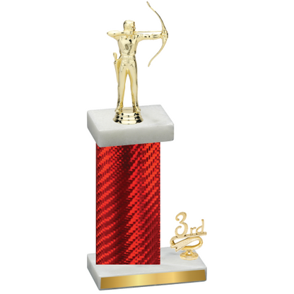 Accented Single Red Carbon Fiber Third Place Archery Trophy