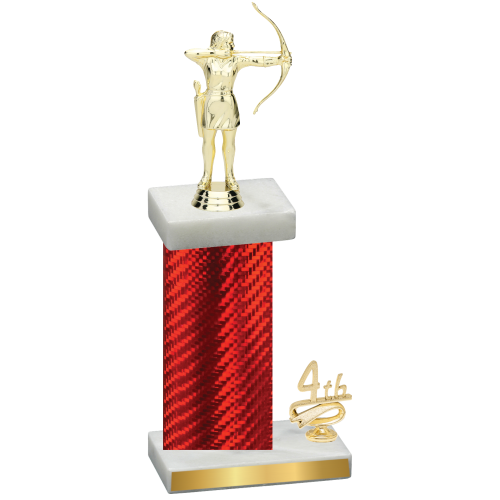 Accented Single Red Carbon Fiber Fourth Place Archery Trophy