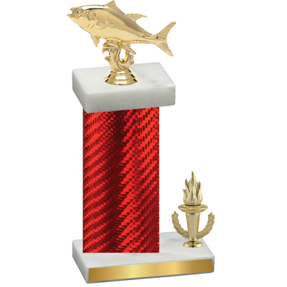 Accented Single Red Carbon Fiber Victory Fishing Trophy