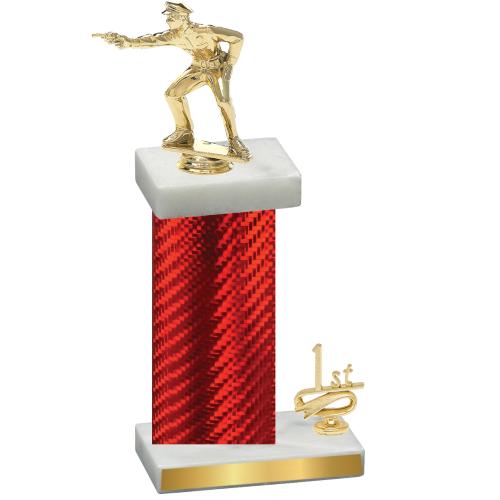 Accented Single Red Carbon Fiber First Place Shooter Trophy