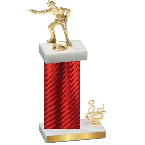 Accented Single Red Carbon Fiber Third Place Shooter Trophy