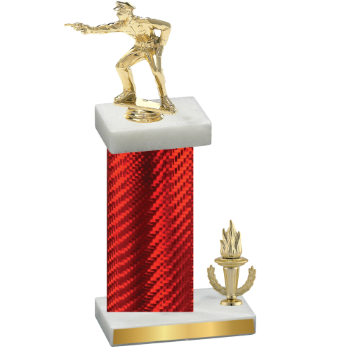 Accented Single Red Carbon Fiber Victory Shooter Trophy