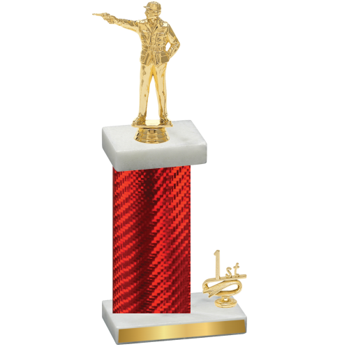 Accented Single Red Carbon Fiber First Place Shooter Trophy