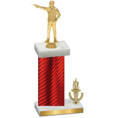 Accented Single Red Carbon Fiber Victory Shooter Trophy