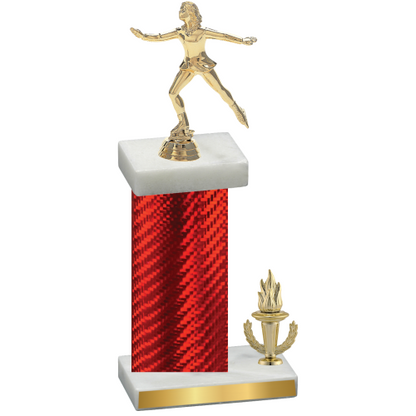 Accented Single Red Carbon Fiber Victory Skater Trophy