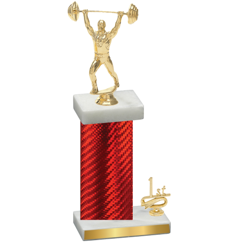 Accented Single Red Carbon Fiber First Place Weights Trophy