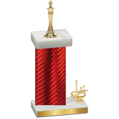 Accented Single Red Carbon Fiber First Place Chess Trophy