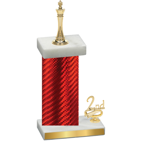 Accented Single Red Carbon Fiber Second Place Chess Trophy