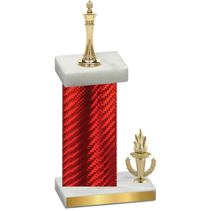 Accented Single Red Carbon Fiber Victory Chess Trophy