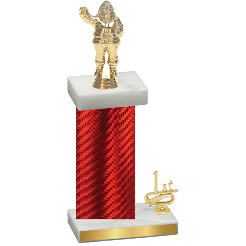 Accented Single Red Carbon Fiber First Place Holiday Trophy