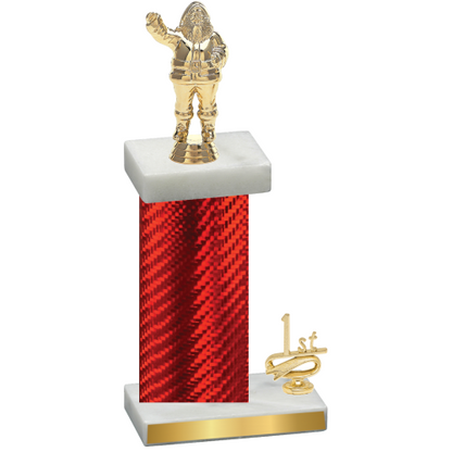 Accented Single Red Carbon Fiber First Place Holiday Trophy