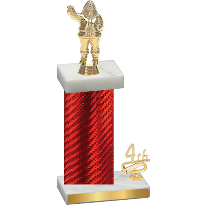 Accented Single Red Carbon Fiber Fourth Place Holiday Trophy