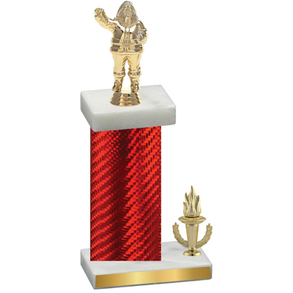 Accented Single Red Carbon Fiber Victory Holiday Trophy