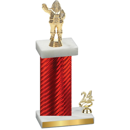 Accented Single Red Carbon Fiber Year Holiday Trophy