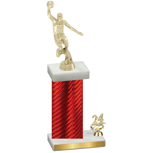 Accented Single Red Carbon Fiber Year Basketball Trophy