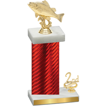 Accented Single Red Carbon Fiber Second Place Fishing Trophy