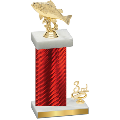 Accented Single Red Carbon Fiber Third Place Fishing Trophy