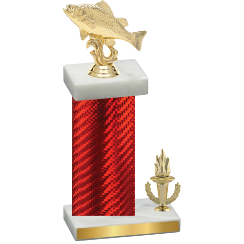 Accented Single Red Carbon Fiber Victory Fishing Trophy