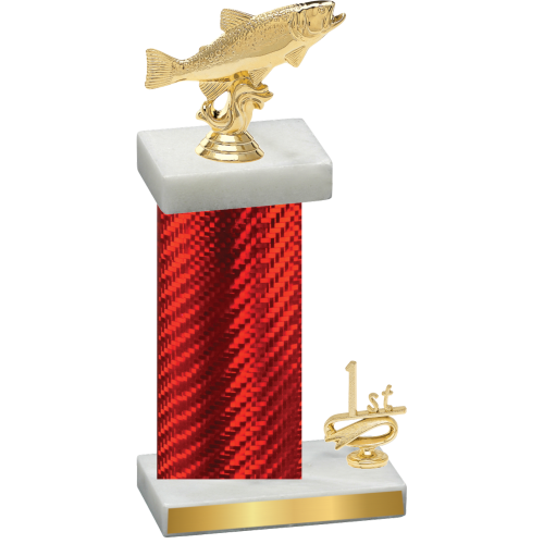 Accented Single Red Carbon Fiber First Place Fishing Trophy