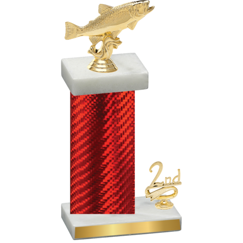 Accented Single Red Carbon Fiber Second Place Fishing Trophy