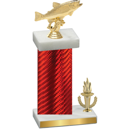 Accented Single Red Carbon Fiber Victory Fishing Trophy