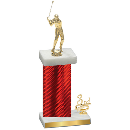 Accented Single Red Carbon Fiber Third Place Golf Trophy