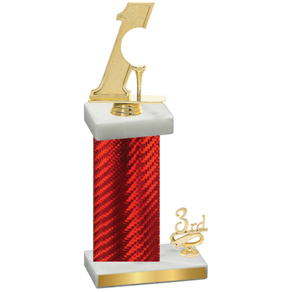 Accented Single Red Carbon Fiber Third Place Golf Trophy