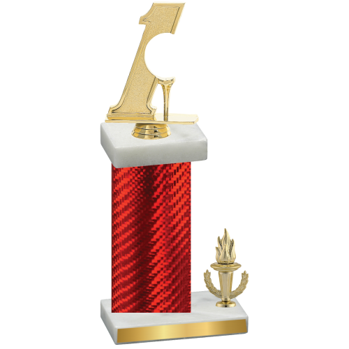 Accented Single Red Carbon Fiber Victory Golf Trophy