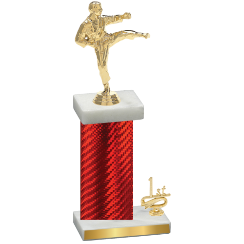 Accented Single Red Carbon Fiber First Place Karate Trophy