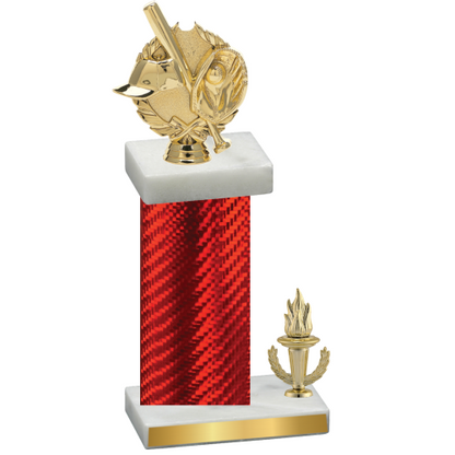 Accented Single Red Carbon Fiber Victory Baseball Trophy