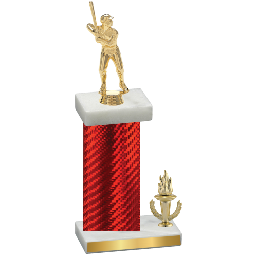 Accented Single Red Carbon Fiber Victory Baseball Trophy