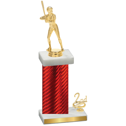 Accented Single Red Carbon Fiber Second Place Softball Trophy