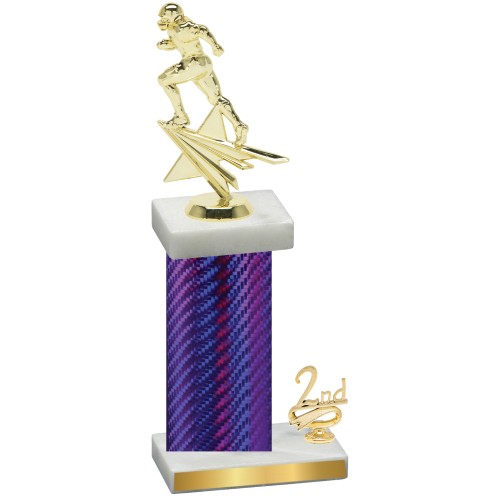 Accented Single Purple Carbon Fiber Second Place Football Trophy