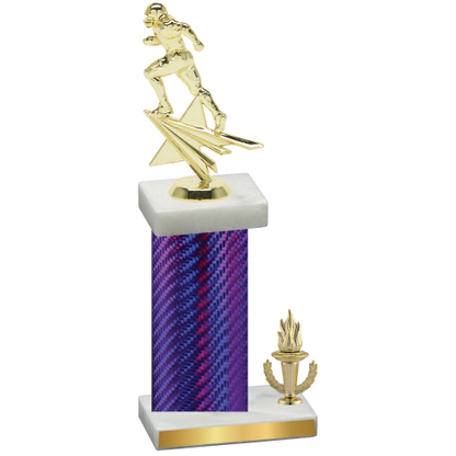 Accented Single Purple Carbon Fiber Victory Football Trophy