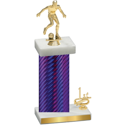 Accented Single Purple Carbon Fiber First Place Soccer Trophy