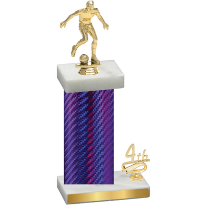 Accented Single Purple Carbon Fiber Fourth Place Soccer Trophy