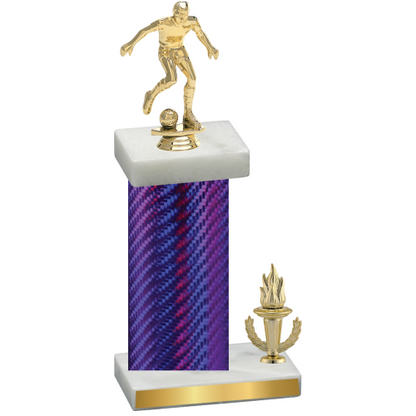 Accented Single Purple Carbon Fiber Victory Soccer Trophy