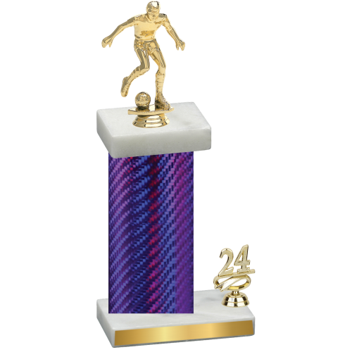 Accented Single Purple Carbon Fiber Year Soccer Trophy