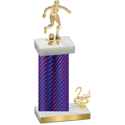 Accented Single Purple Carbon Fiber Second Place Soccer Trophy