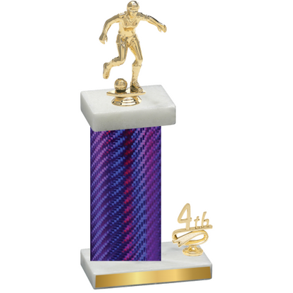 Accented Single Purple Carbon Fiber Fourth Place Soccer Trophy